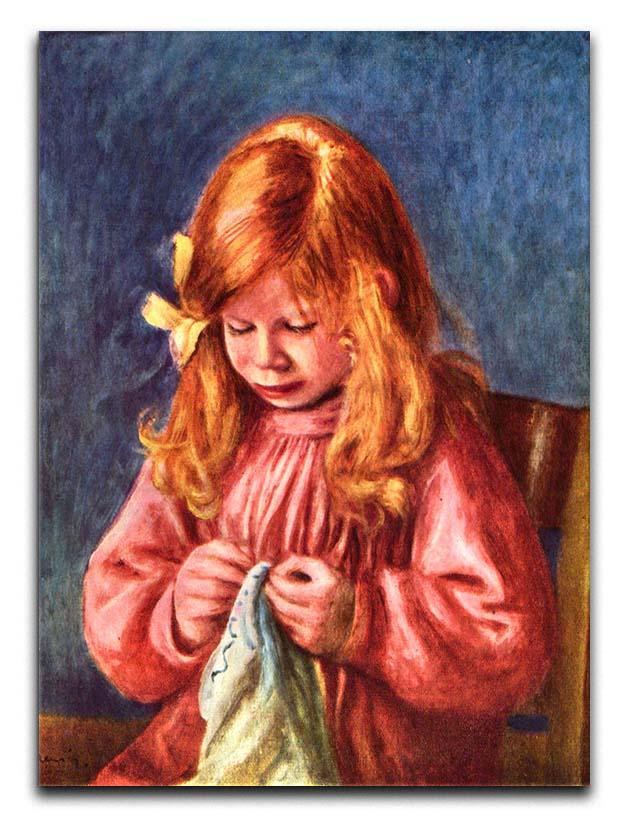 Jean Renoir sewing by Renoir Canvas Print or Poster  - Canvas Art Rocks - 1