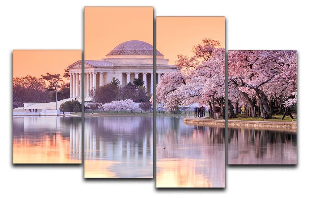 Jefferson Memorial during the Cherry Blossom Festival 4 Split Panel Canvas  - Canvas Art Rocks - 1