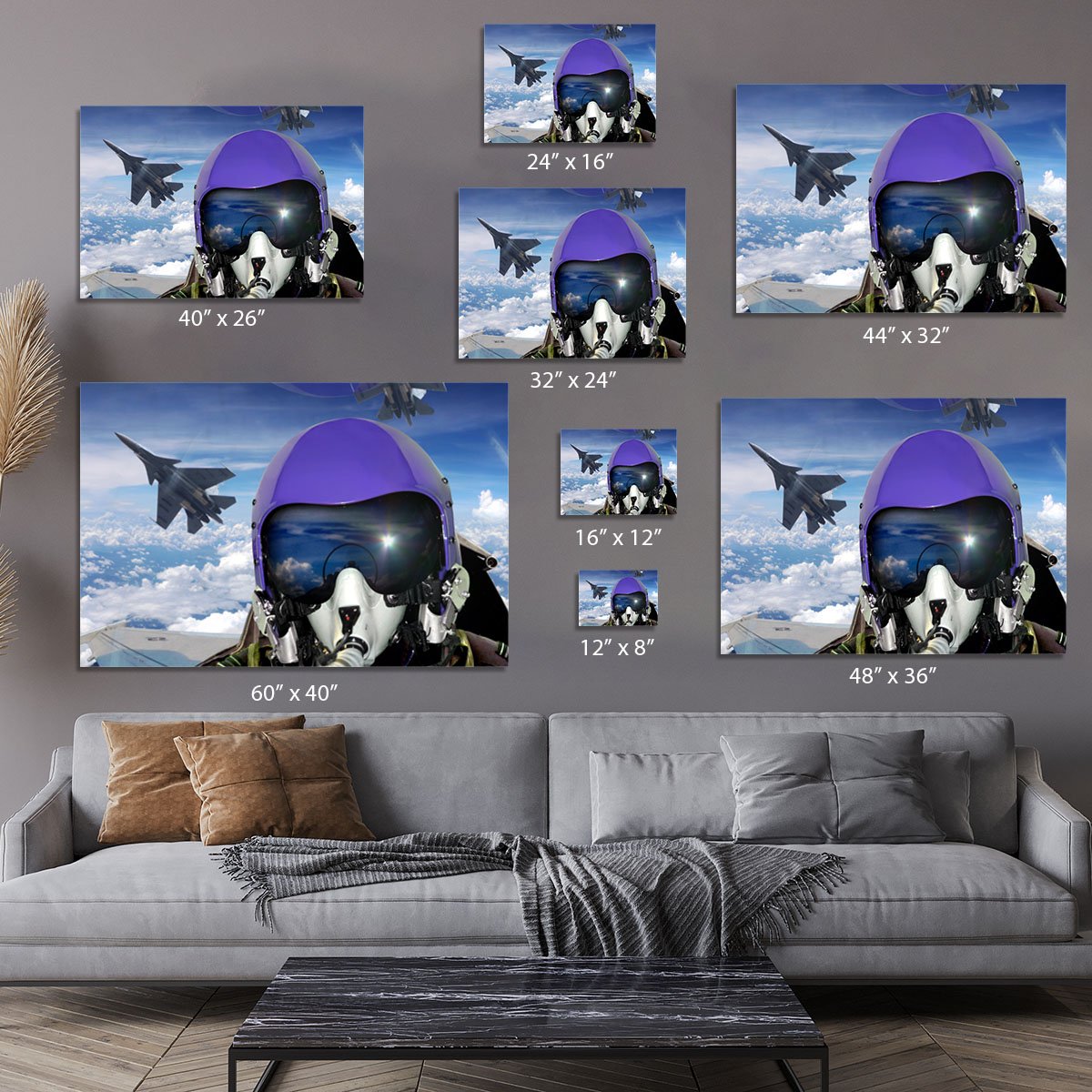Jet fighter pilot cockpit view Canvas Print or Poster