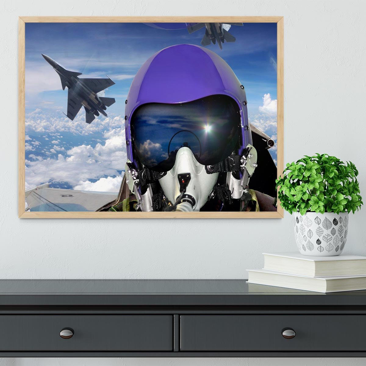 Jet fighter pilot cockpit view Framed Print - Canvas Art Rocks - 4