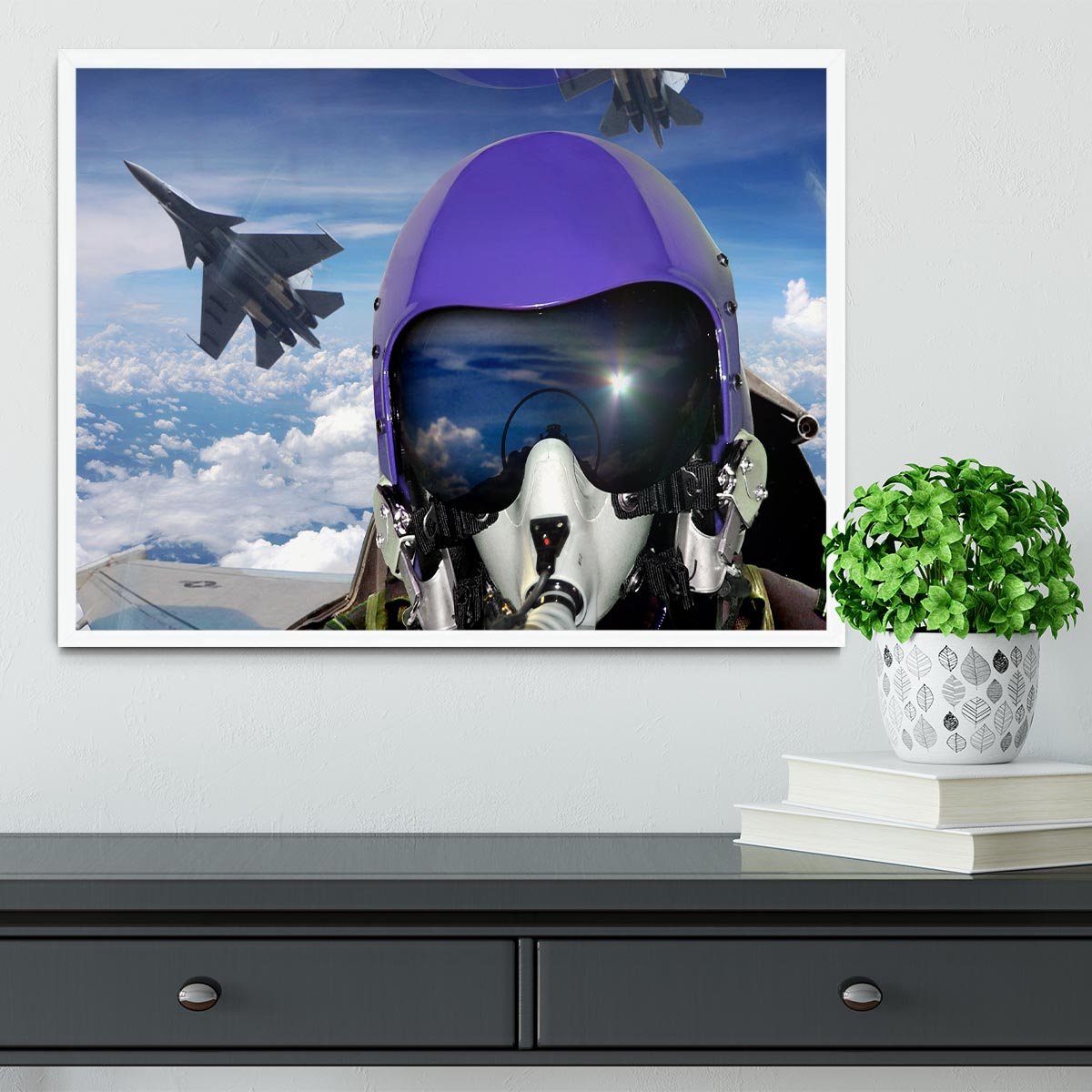 Jet fighter pilot cockpit view Framed Print - Canvas Art Rocks -6