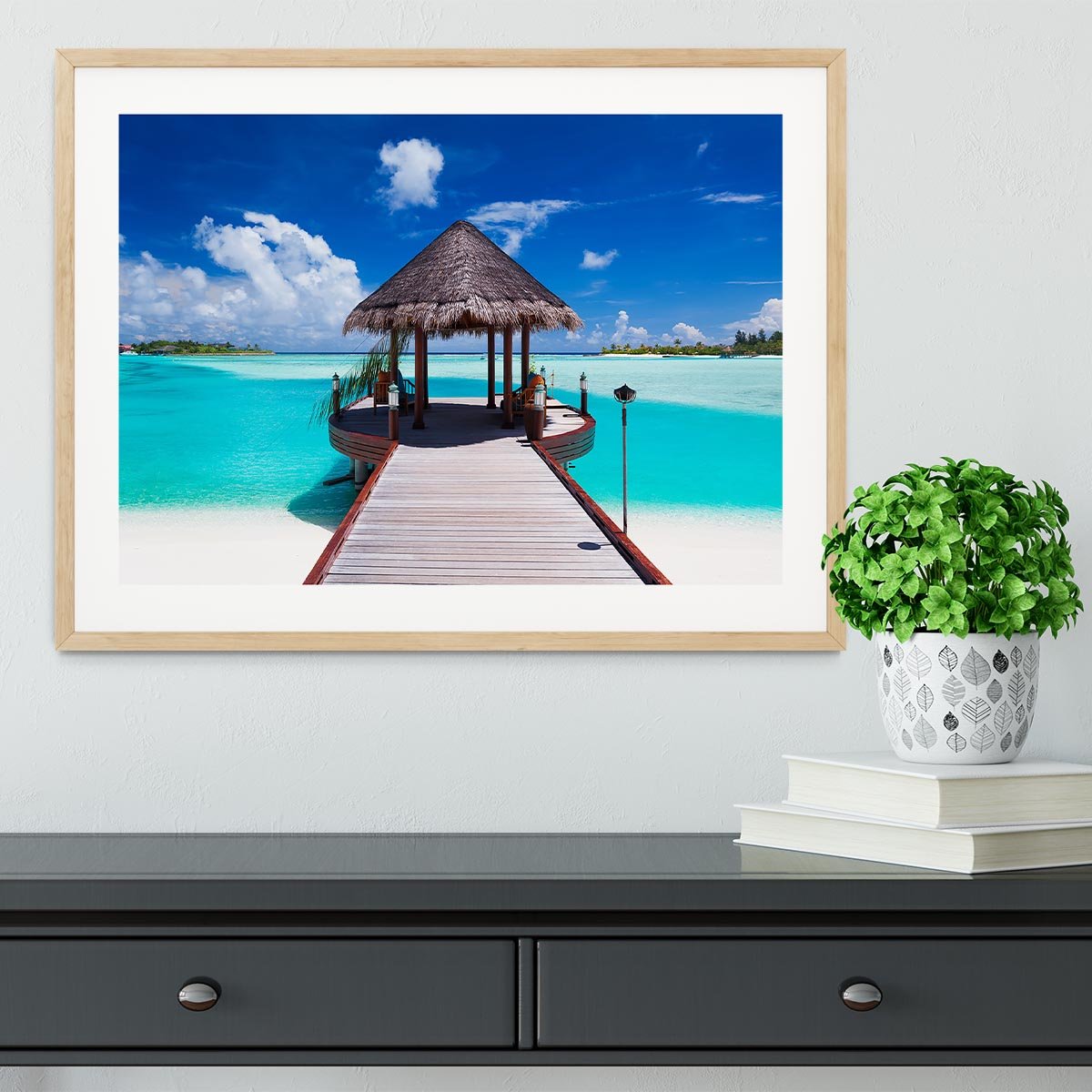 Jetty with amazing ocean Framed Print - Canvas Art Rocks - 3