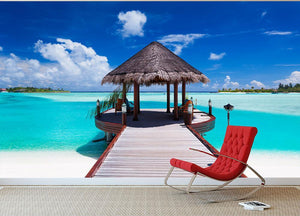 Jetty with amazing ocean Wall Mural Wallpaper - Canvas Art Rocks - 2