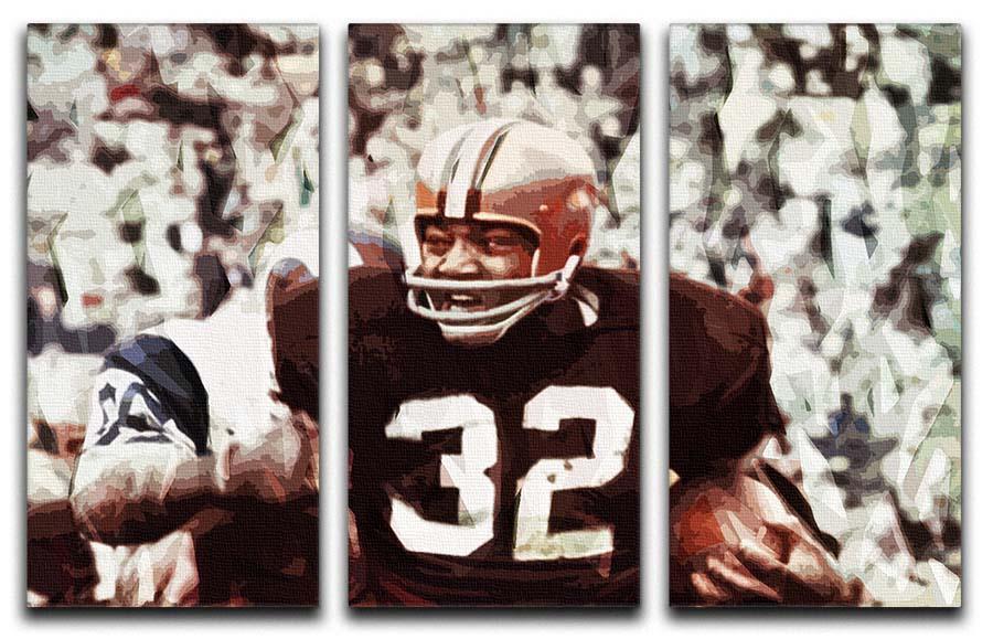 Jim Brown Cleveland Browns 3 Split Panel Canvas Print - Canvas Art Rocks - 1