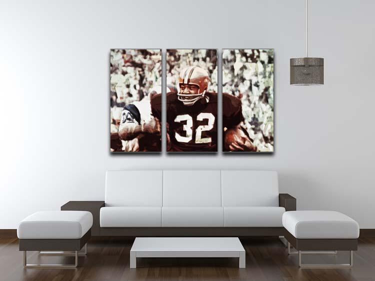 Jim Brown Cleveland Browns 3 Split Panel Canvas Print - Canvas Art Rocks - 3