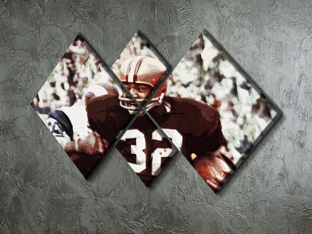 Jim Brown Cleveland Browns 4 Square Multi Panel Canvas - Canvas Art Rocks - 2