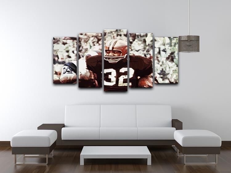 Jim Brown Cleveland Browns 5 Split Panel Canvas - Canvas Art Rocks - 3