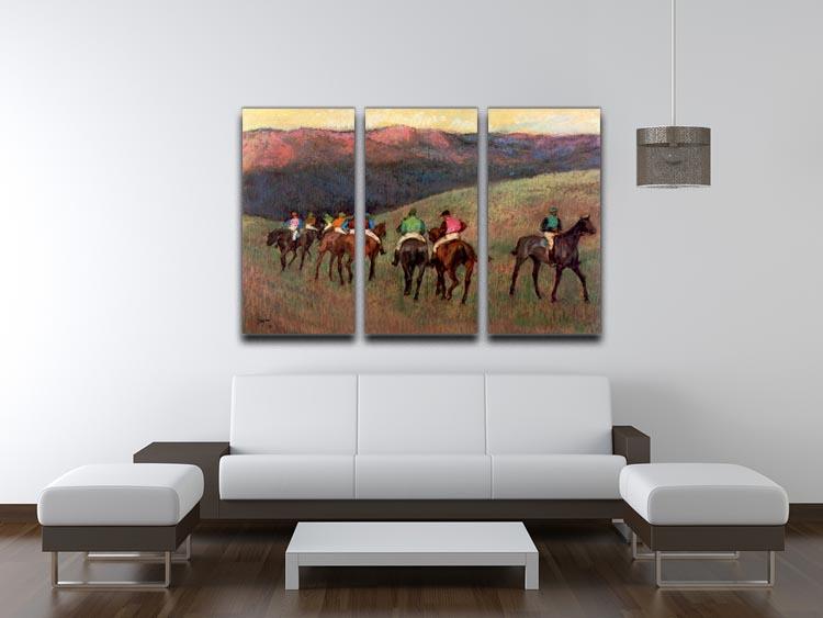 Jockeys in Training by Degas 3 Split Panel Canvas Print - Canvas Art Rocks - 3