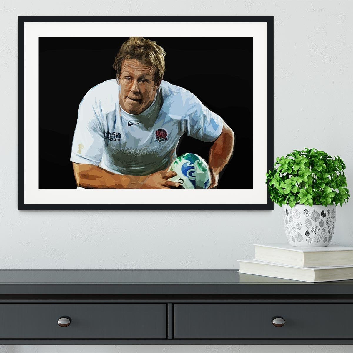 Jonny Wilkinson Running Framed Print - Canvas Art Rocks - 1