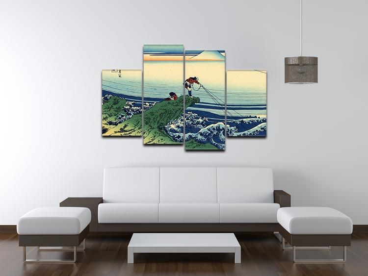 Kajikazawa in Kai province by Hokusai 4 Split Panel Canvas - Canvas Art Rocks - 3