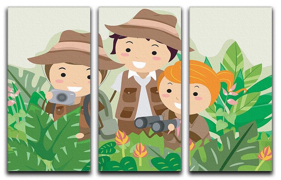 Kids on a Safari Adventure 3 Split Panel Canvas Print - Canvas Art Rocks - 1