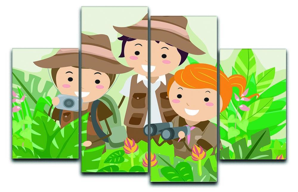 Kids on a Safari Adventure 4 Split Panel Canvas  - Canvas Art Rocks - 1