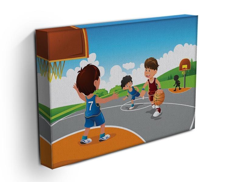 Kids playing basketball in a playground Canvas Print or Poster - Canvas Art Rocks - 3