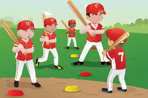 Kids practicing baseball Wall Mural Wallpaper - Canvas Art Rocks - 1