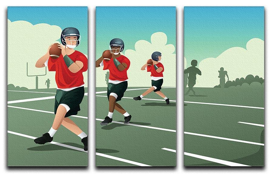 Kids practicing football 3 Split Panel Canvas Print - Canvas Art Rocks - 1