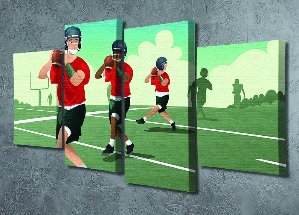 Kids practicing football 4 Split Panel Canvas - Canvas Art Rocks - 2
