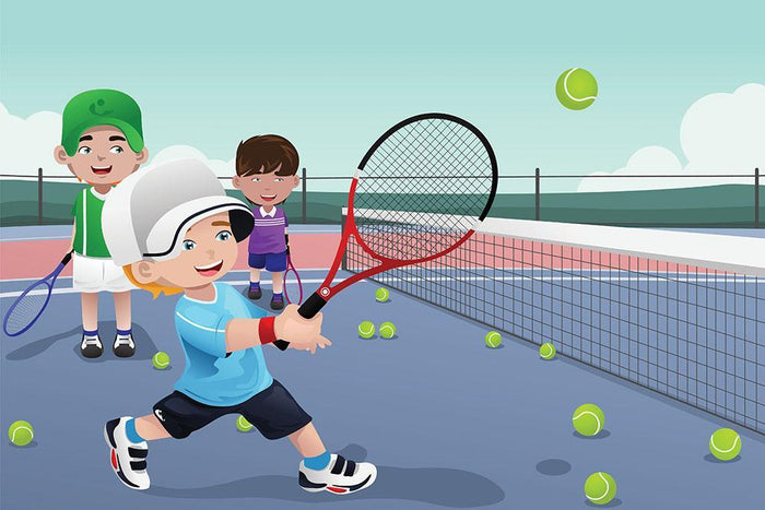Kids practicing tennis Wall Mural Wallpaper
