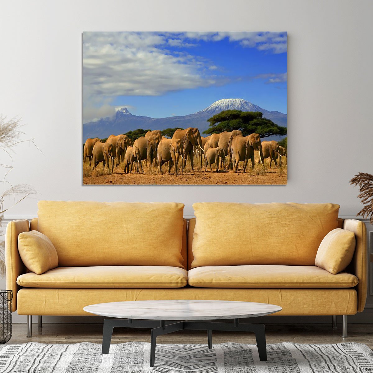 Kilimanjaro And Elephants Canvas Print or Poster