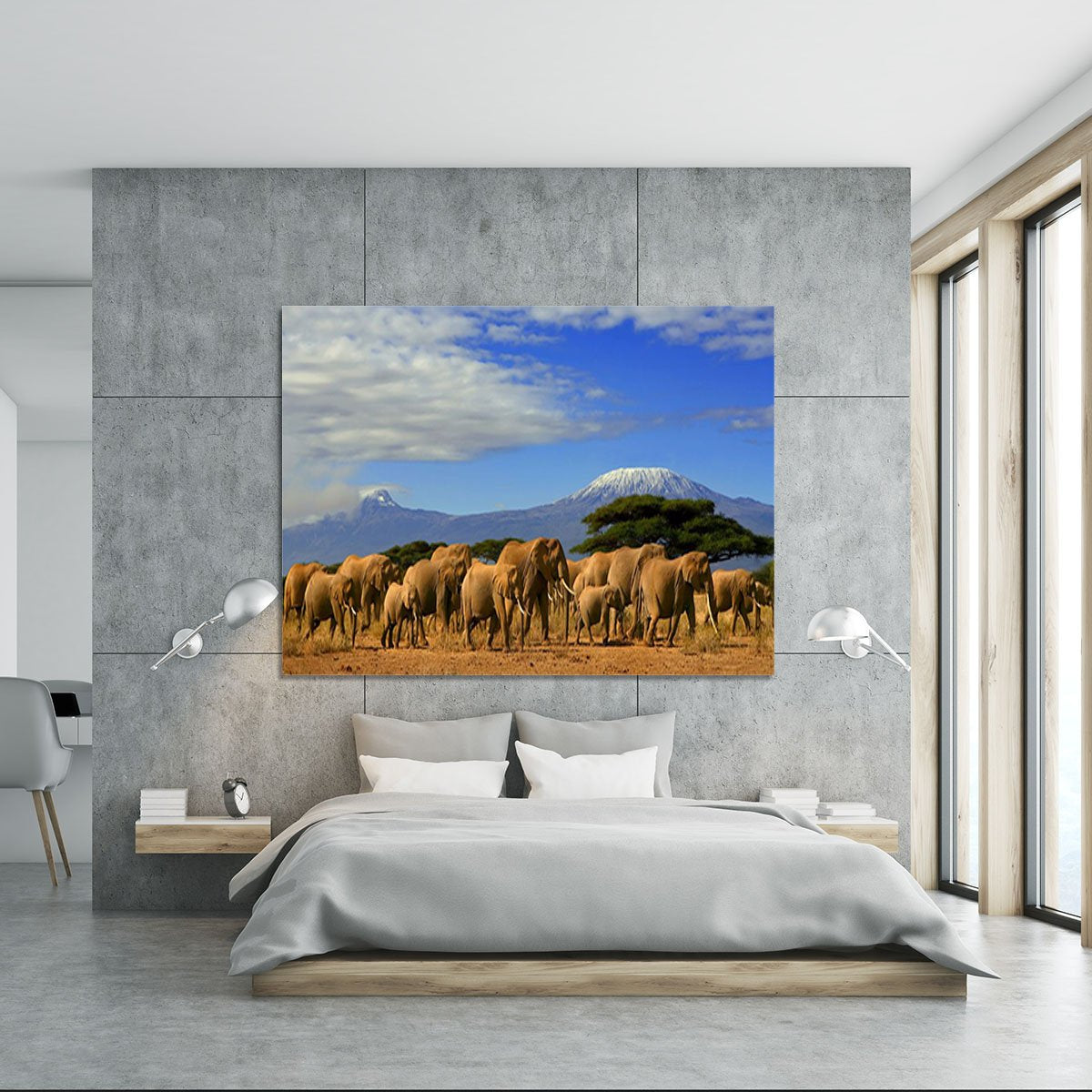 Kilimanjaro And Elephants Canvas Print or Poster