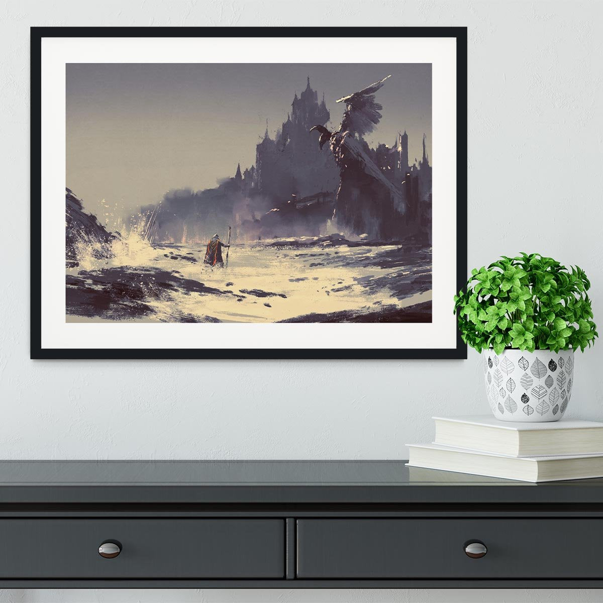 King walking through sea beach Framed Print - Canvas Art Rocks - 1