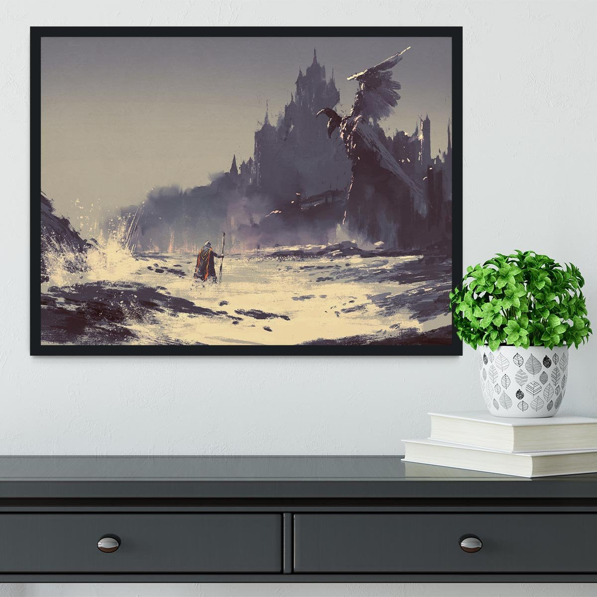 King walking through sea beach Framed Print - Canvas Art Rocks - 2
