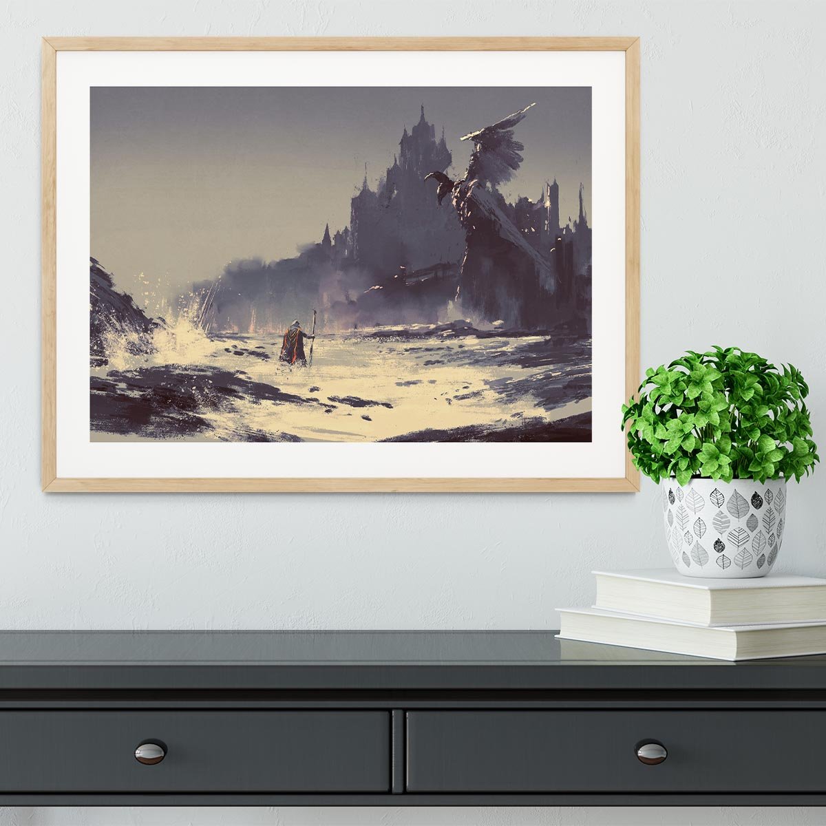 King walking through sea beach Framed Print - Canvas Art Rocks - 3