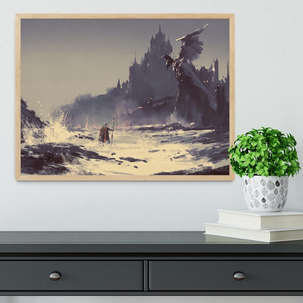 King walking through sea beach Framed Print - Canvas Art Rocks - 4