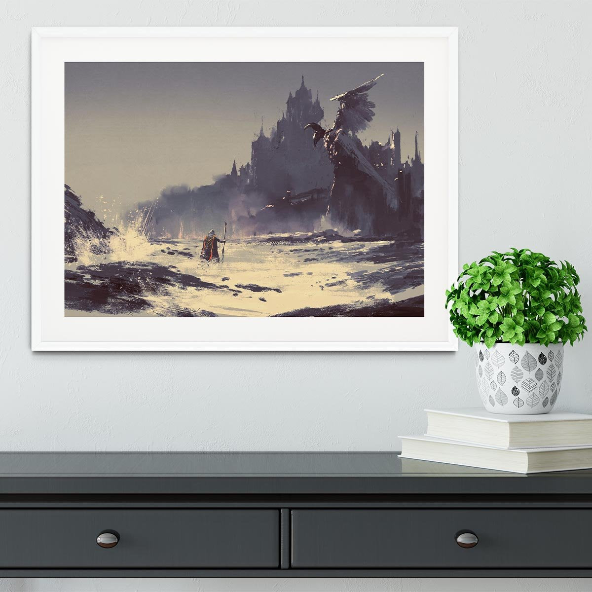 King walking through sea beach Framed Print - Canvas Art Rocks - 5