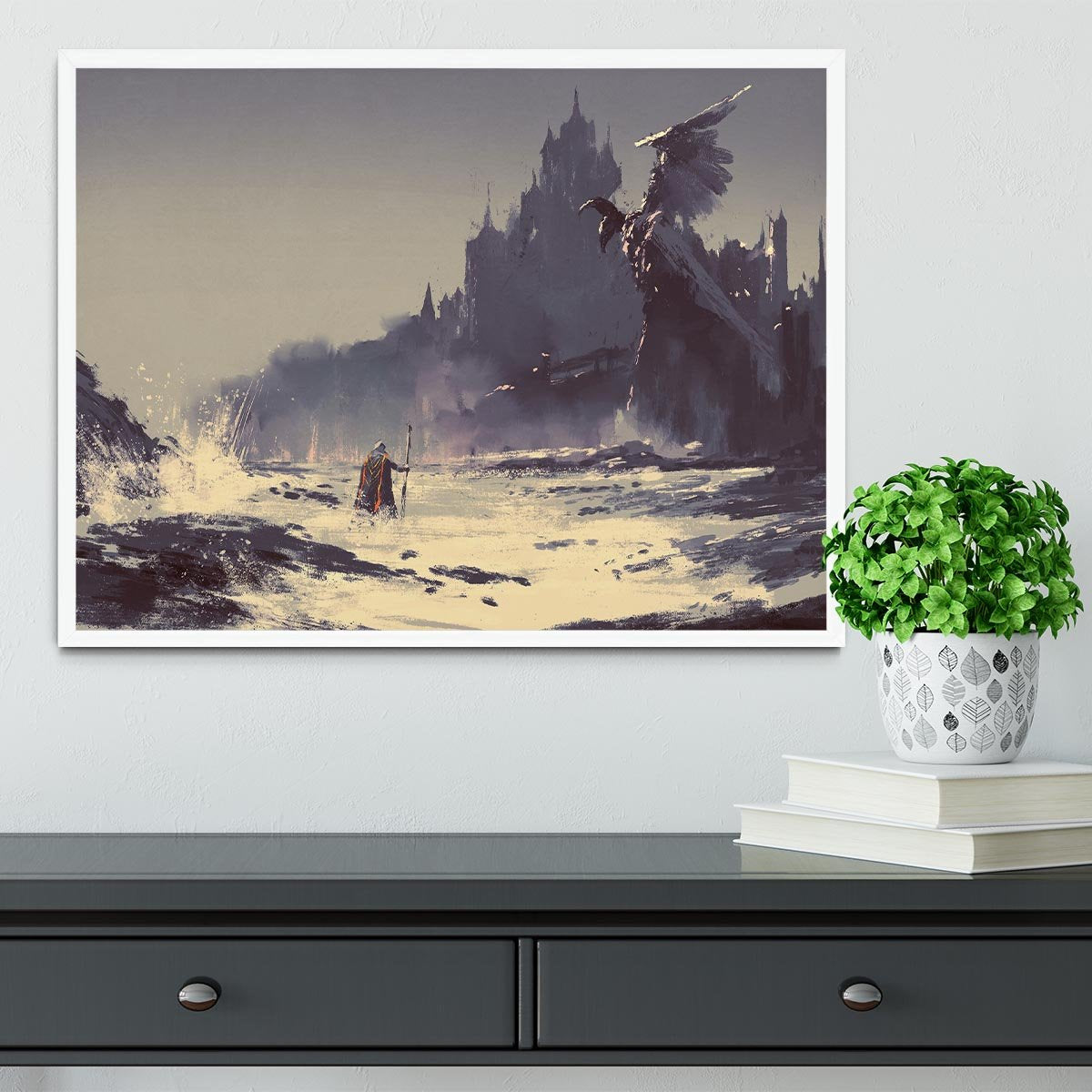 King walking through sea beach Framed Print - Canvas Art Rocks -6