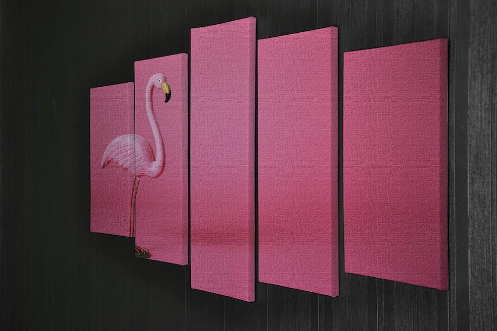Kitsch pink flamingo in studio 5 Split Panel Canvas - Canvas Art Rocks - 2