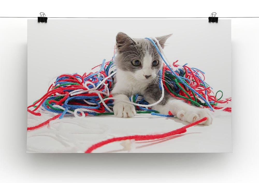 Kitten playing with yarn Canvas Print or Poster - Canvas Art Rocks - 2