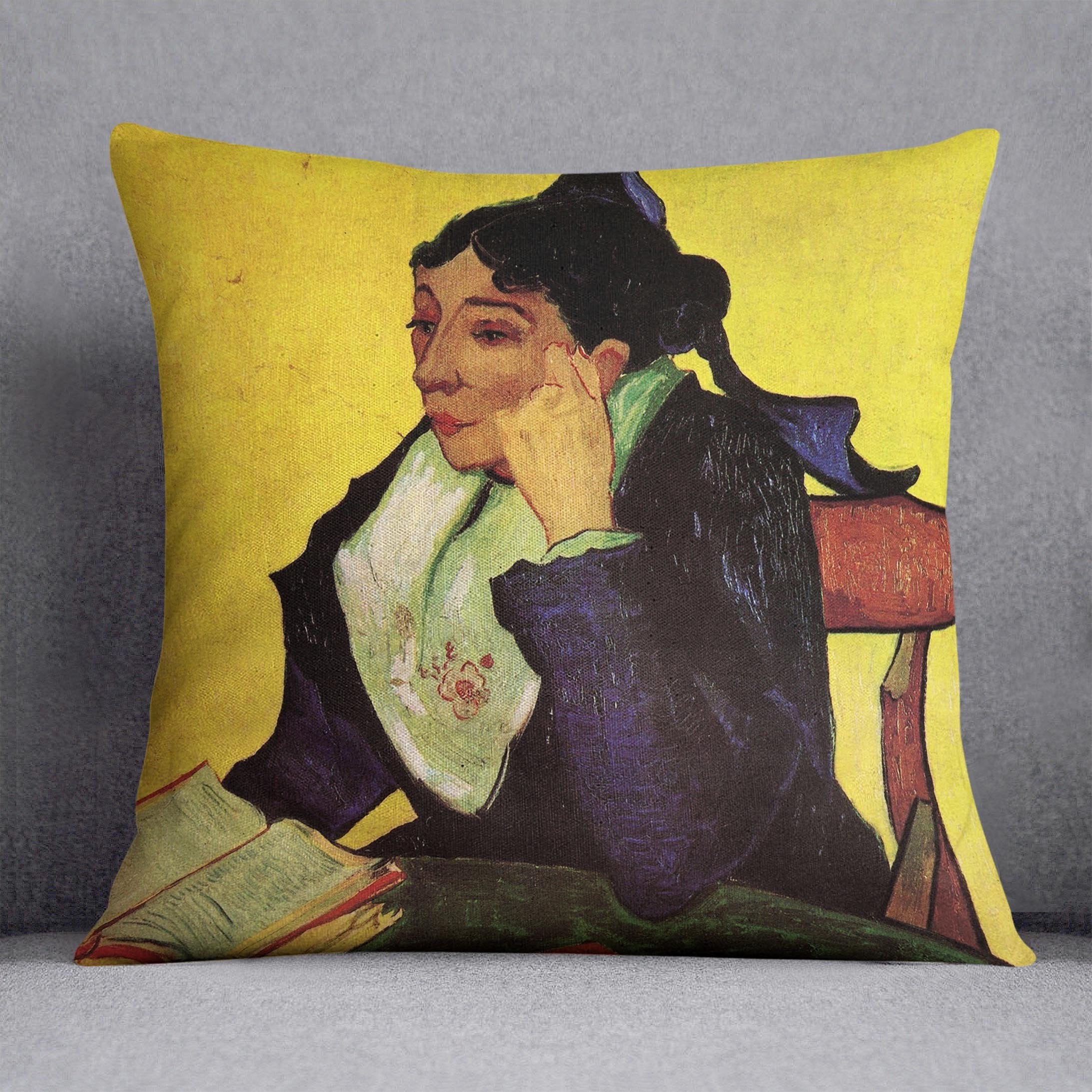 L'Arlesienne Madame Ginoux with Books by Van Gogh Throw Pillow