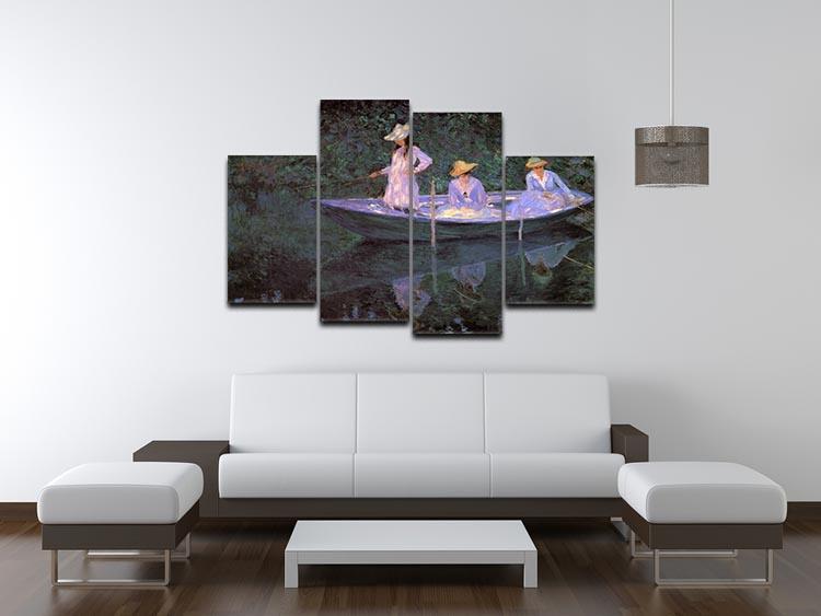 La Barque at Giverny by Monet 4 Split Panel Canvas - Canvas Art Rocks - 3