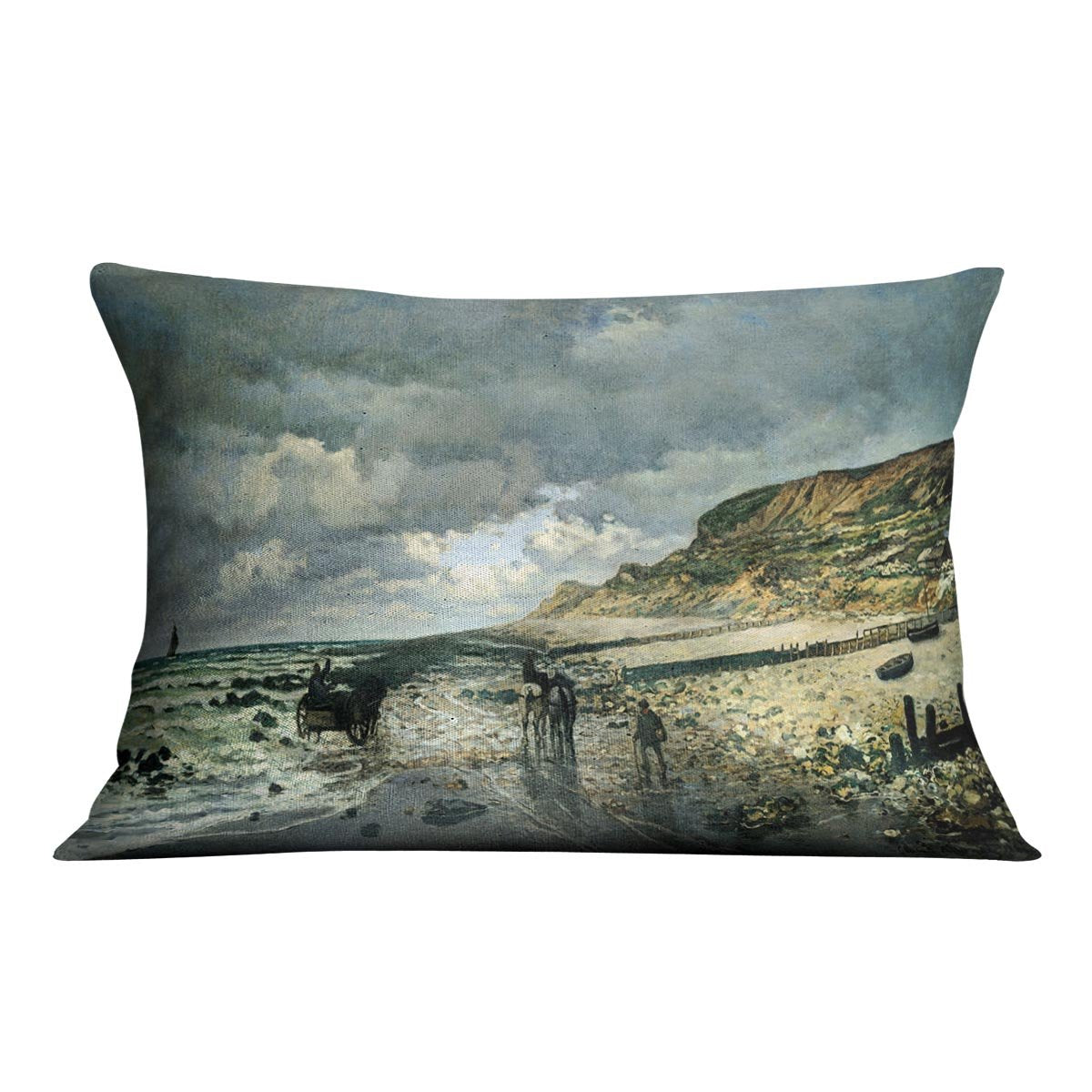 La Pointe del Heve at low tide by Monet Throw Pillow