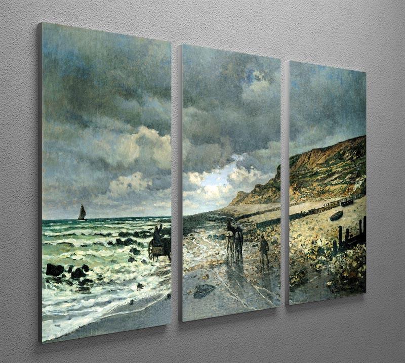 La Pointe del Heve at low tide by Monet Split Panel Canvas Print - Canvas Art Rocks - 4