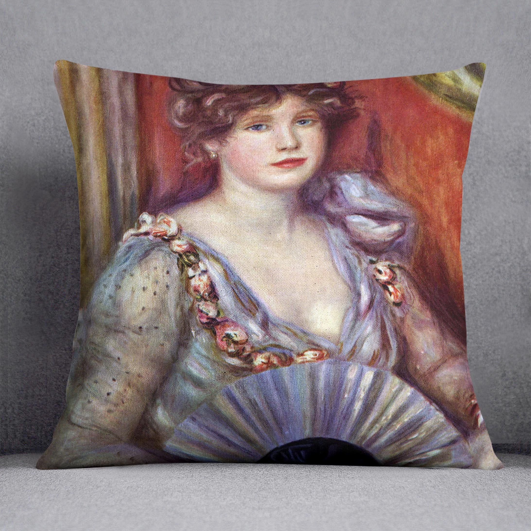 Lady with fan by Renoir Throw Pillow