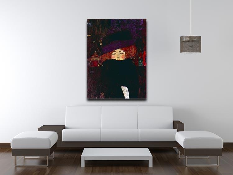 Lady with hat and feather by Klimt Canvas Print or Poster - Canvas Art Rocks - 4