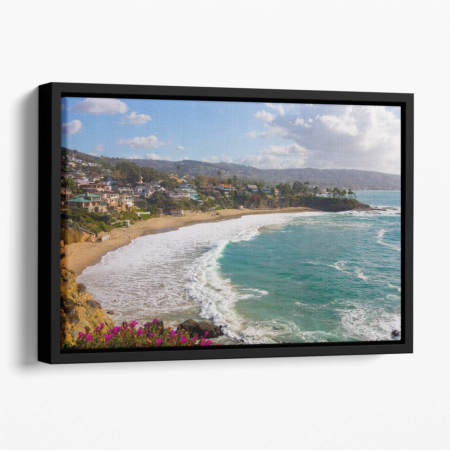 Laguna Beach Crescent Cove Floating Framed Canvas