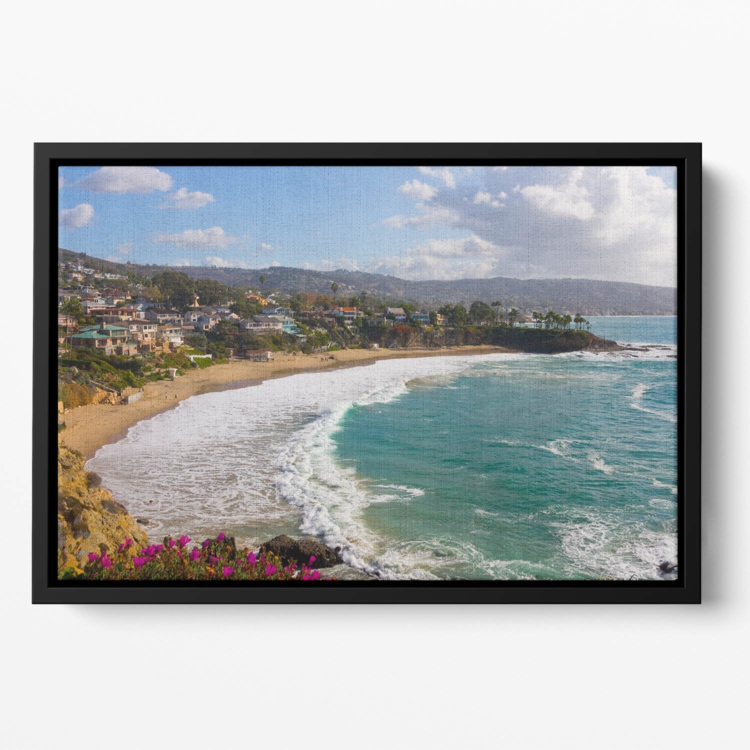 Laguna Beach Crescent Cove Floating Framed Canvas
