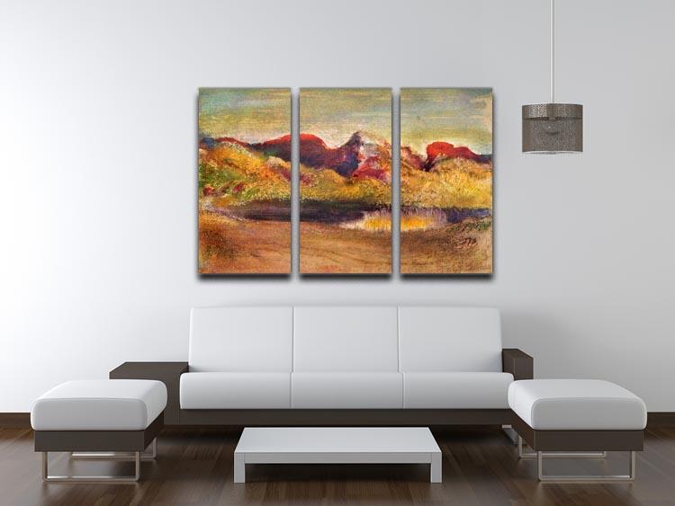 Lake and mountains by Degas 3 Split Panel Canvas Print - Canvas Art Rocks - 3