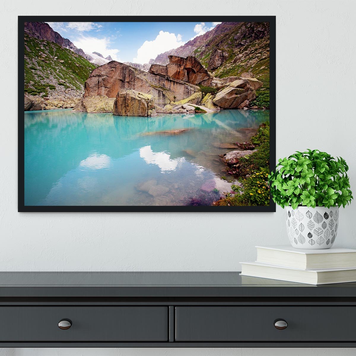 Lake mountains Framed Print - Canvas Art Rocks - 2