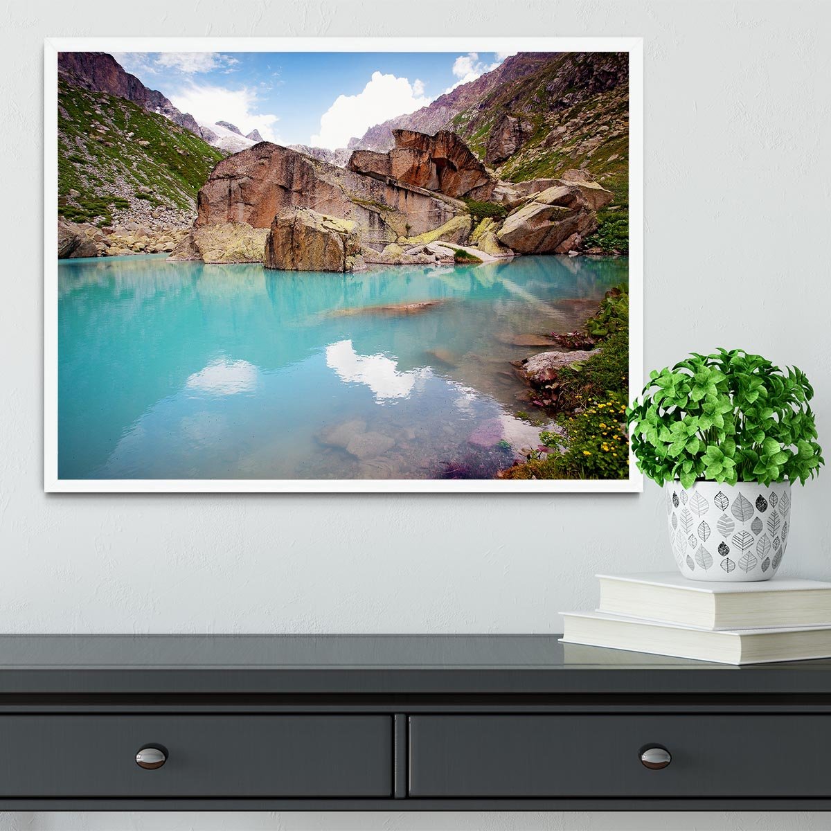 Lake mountains Framed Print - Canvas Art Rocks -6