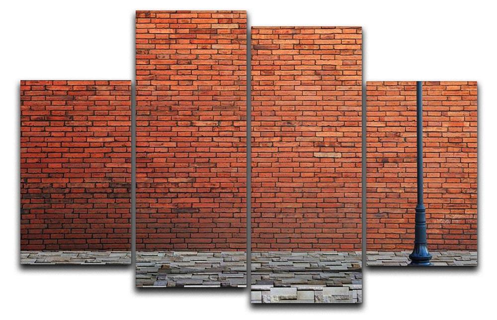 Lamp post street on brick 4 Split Panel Canvas - Canvas Art Rocks - 1