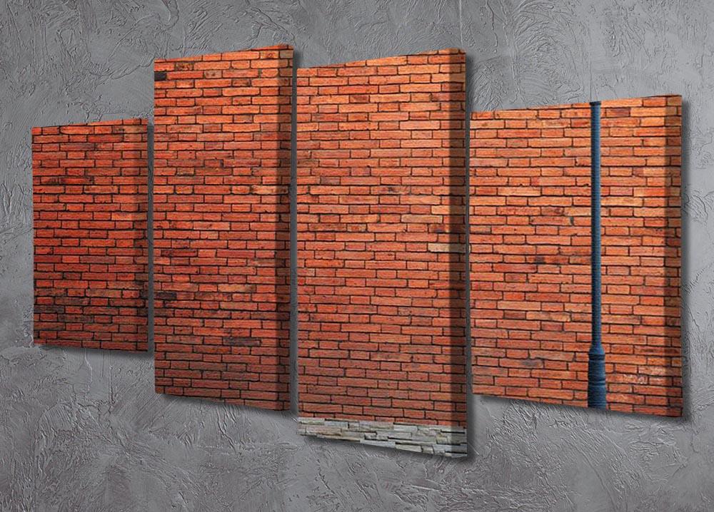 Lamp post street on brick 4 Split Panel Canvas - Canvas Art Rocks - 2