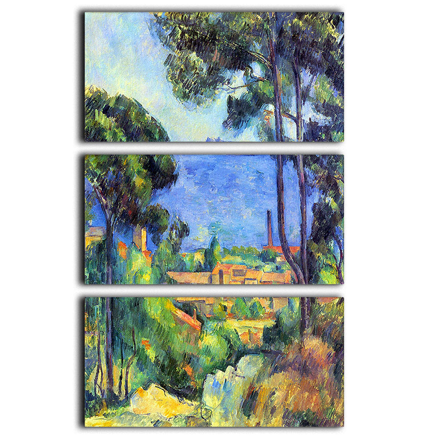 Land scape by Cezanne 3 Split Panel Canvas Print - Canvas Art Rocks - 1