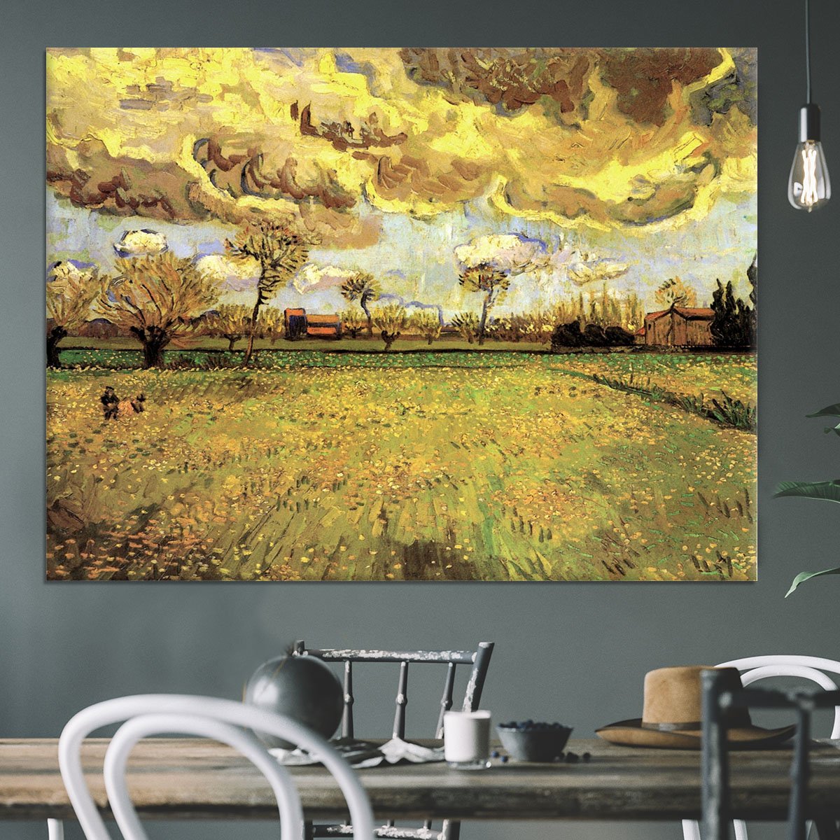 Landscape Under a Stormy Sky by Van Gogh Canvas Print or Poster