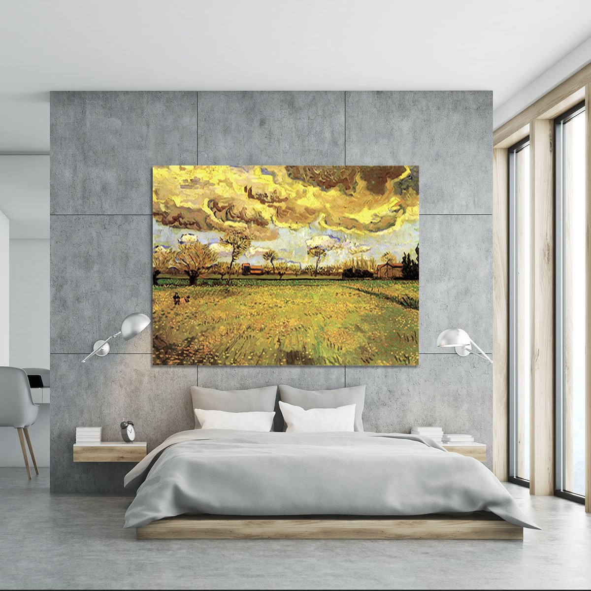Landscape Under a Stormy Sky by Van Gogh Canvas Print or Poster
