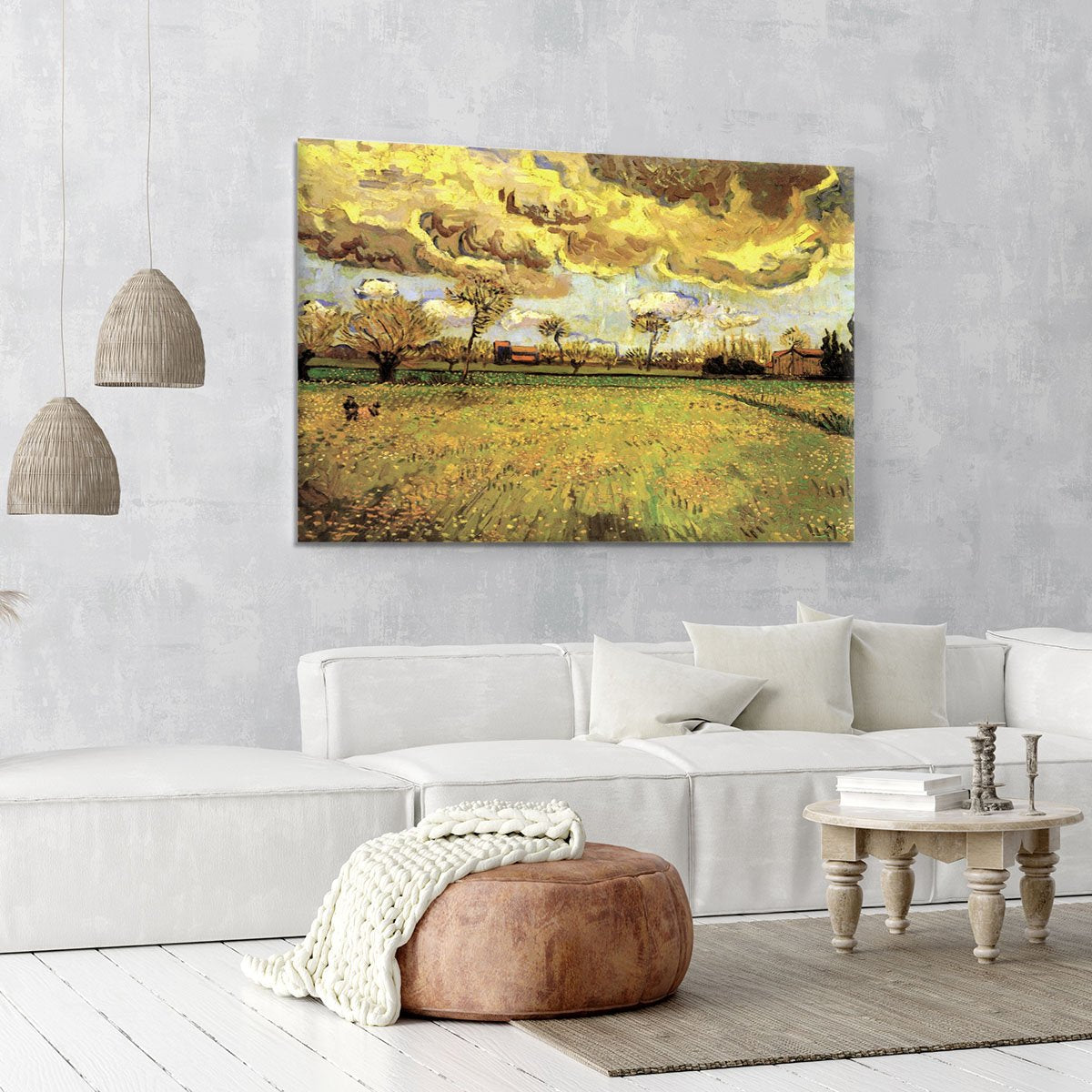 Landscape Under a Stormy Sky by Van Gogh Canvas Print or Poster