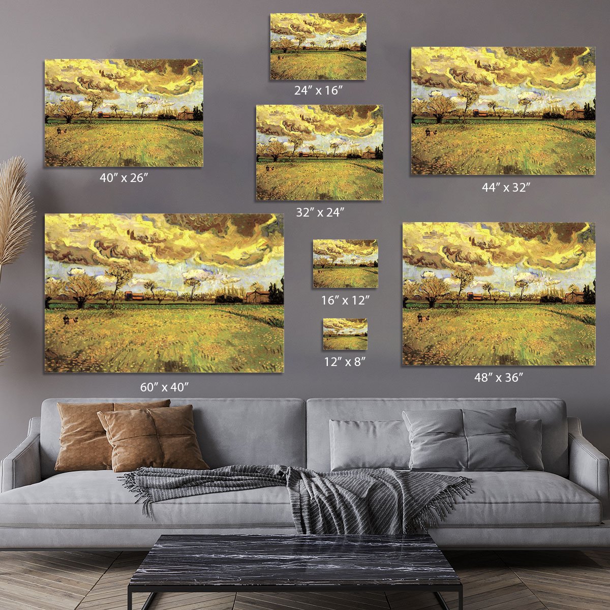 Landscape Under a Stormy Sky by Van Gogh Canvas Print or Poster
