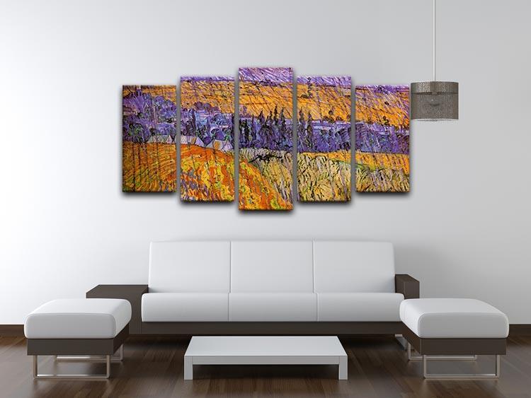 Landscape at Auvers in the Rain by Van Gogh 5 Split Panel Canvas - Canvas Art Rocks - 3